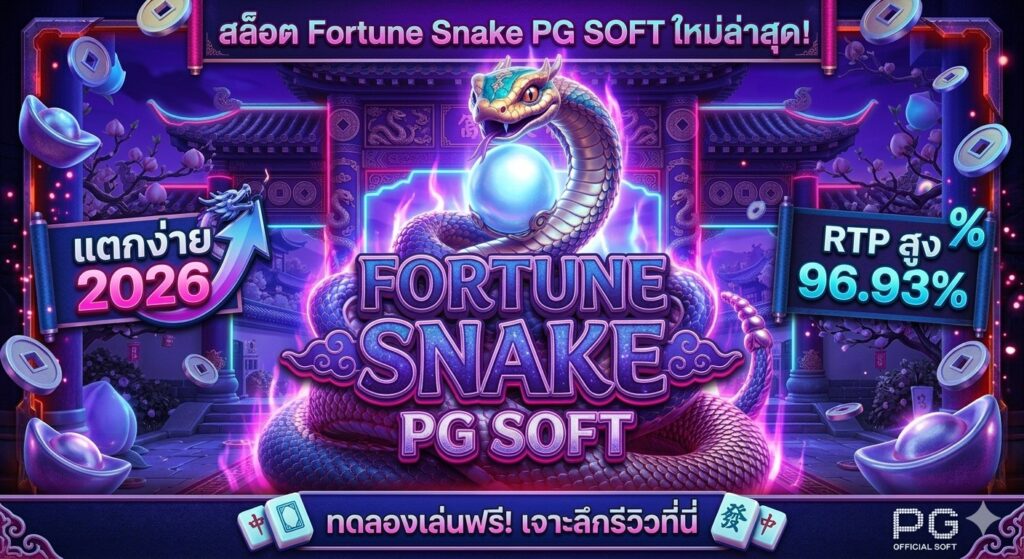 รีวิวสล็อต Fortune Snake ของค่าย PG Soft เกมใหม่มาแรง 2026 พร้อมสูตรปั่นงูทองให้แตกยับ!